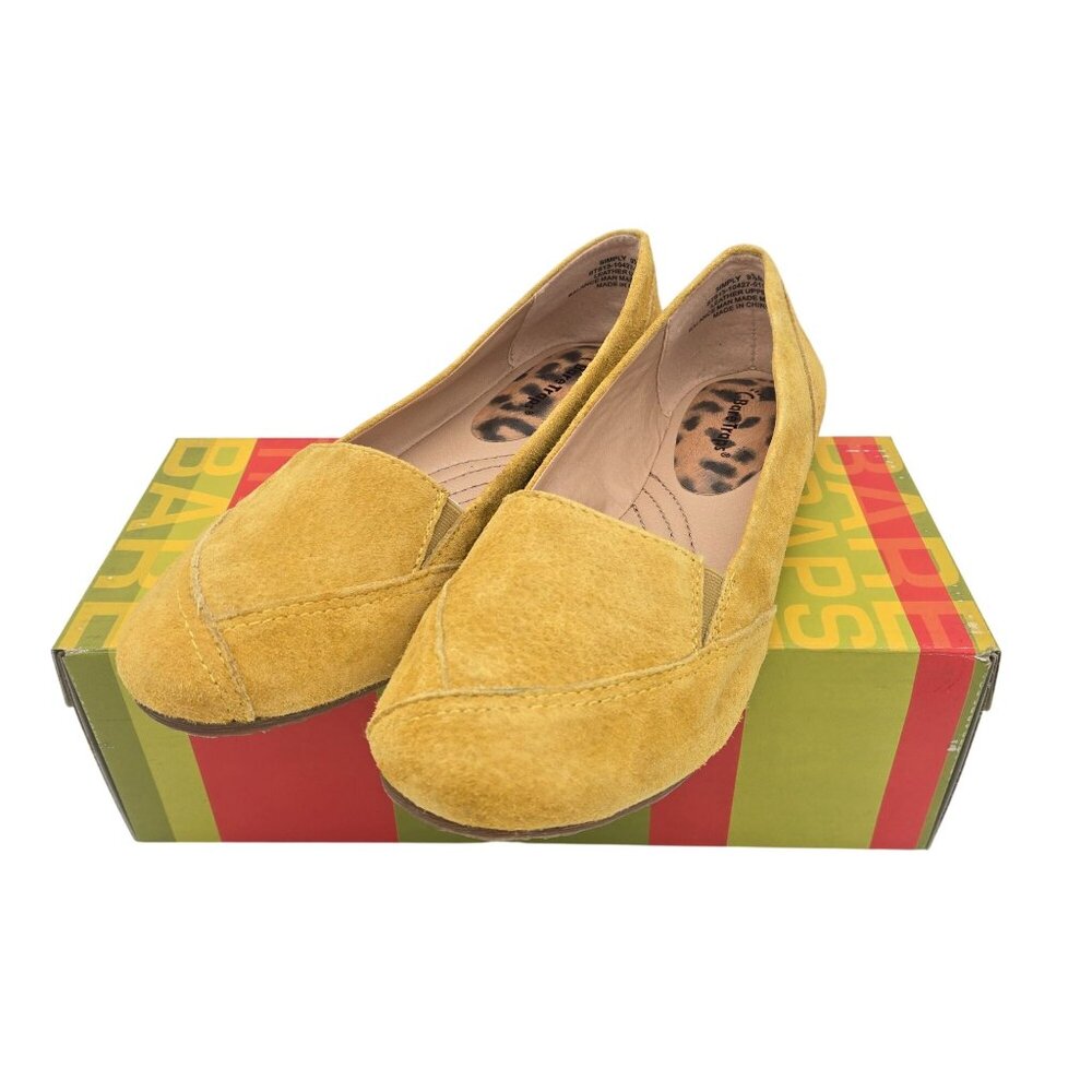 Baretraps Simply Sunflower Yellow Suede Leather Flats Womens Size 9.5 New In Box